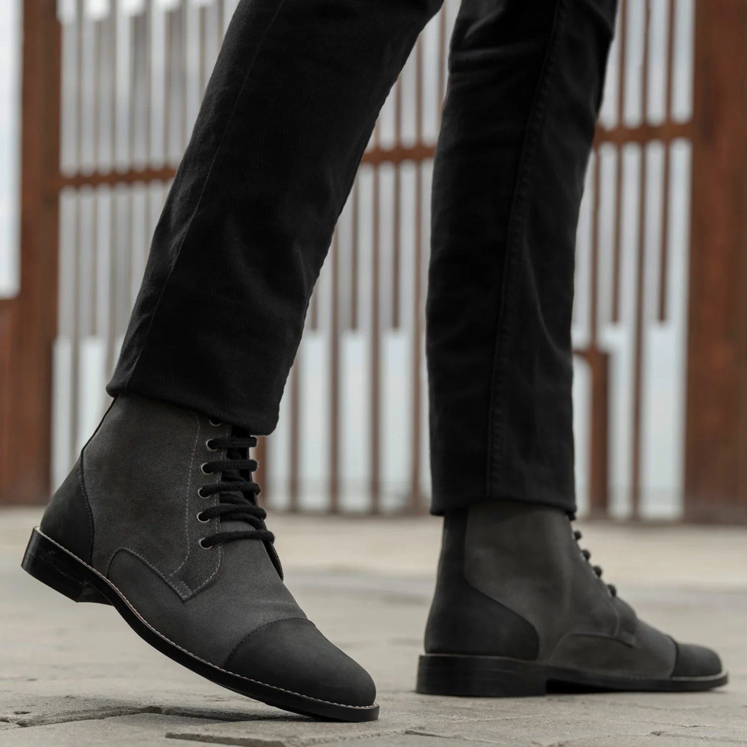 Orlaven Knight Derby Grey & Black Leather Boots - StudGuard footwear image 8