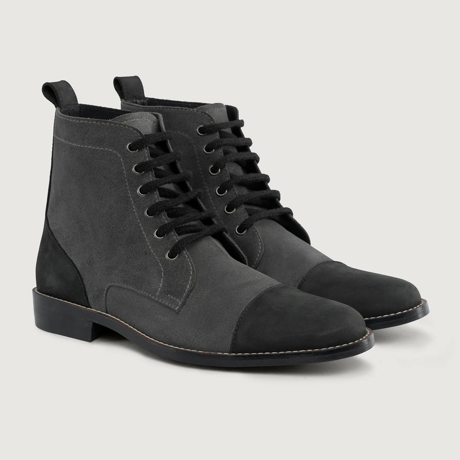 Orlaven Knight Derby Grey & Black Leather Boots - StudGuard footwear image 1