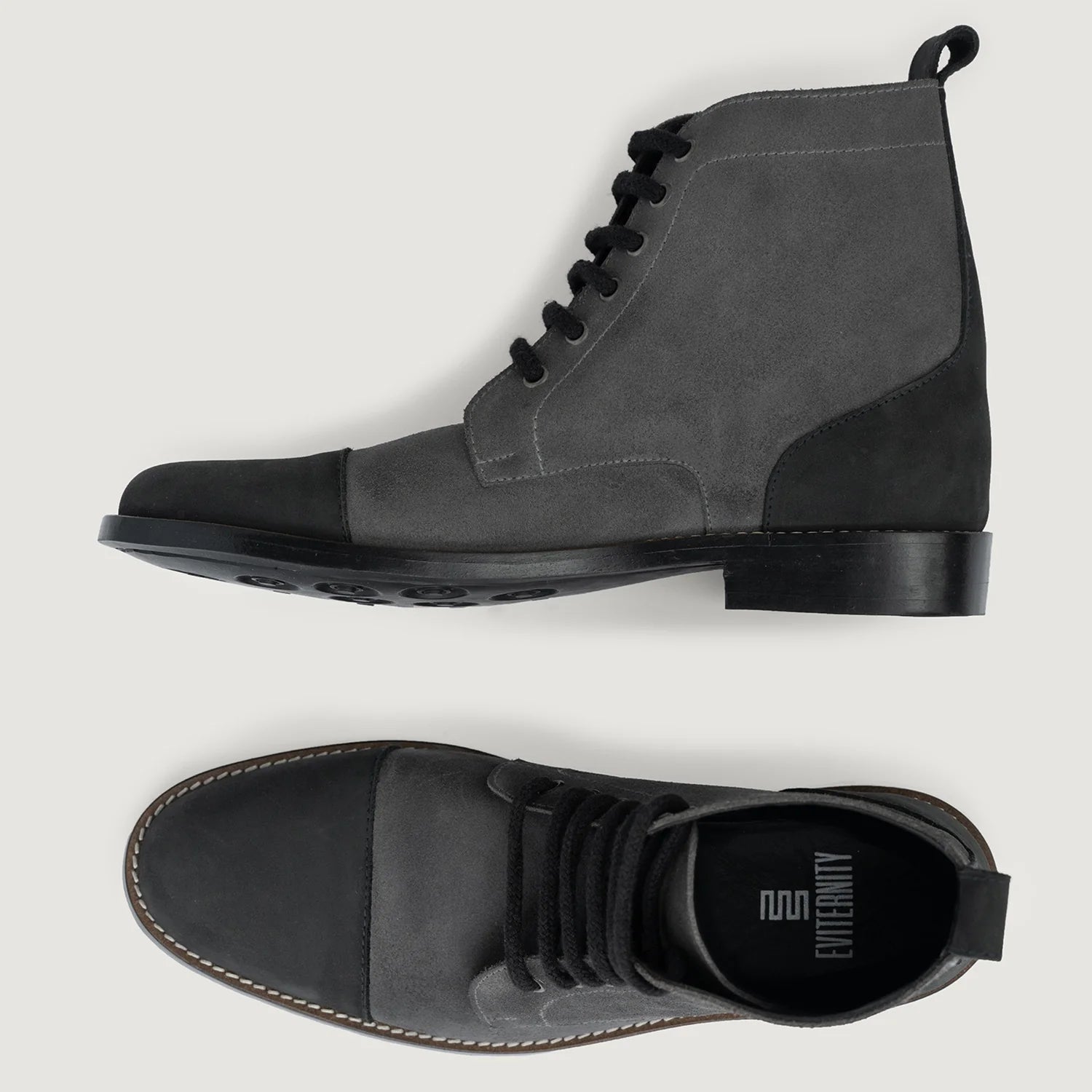Orlaven Knight Derby Grey & Black Leather Boots - StudGuard footwear image 3