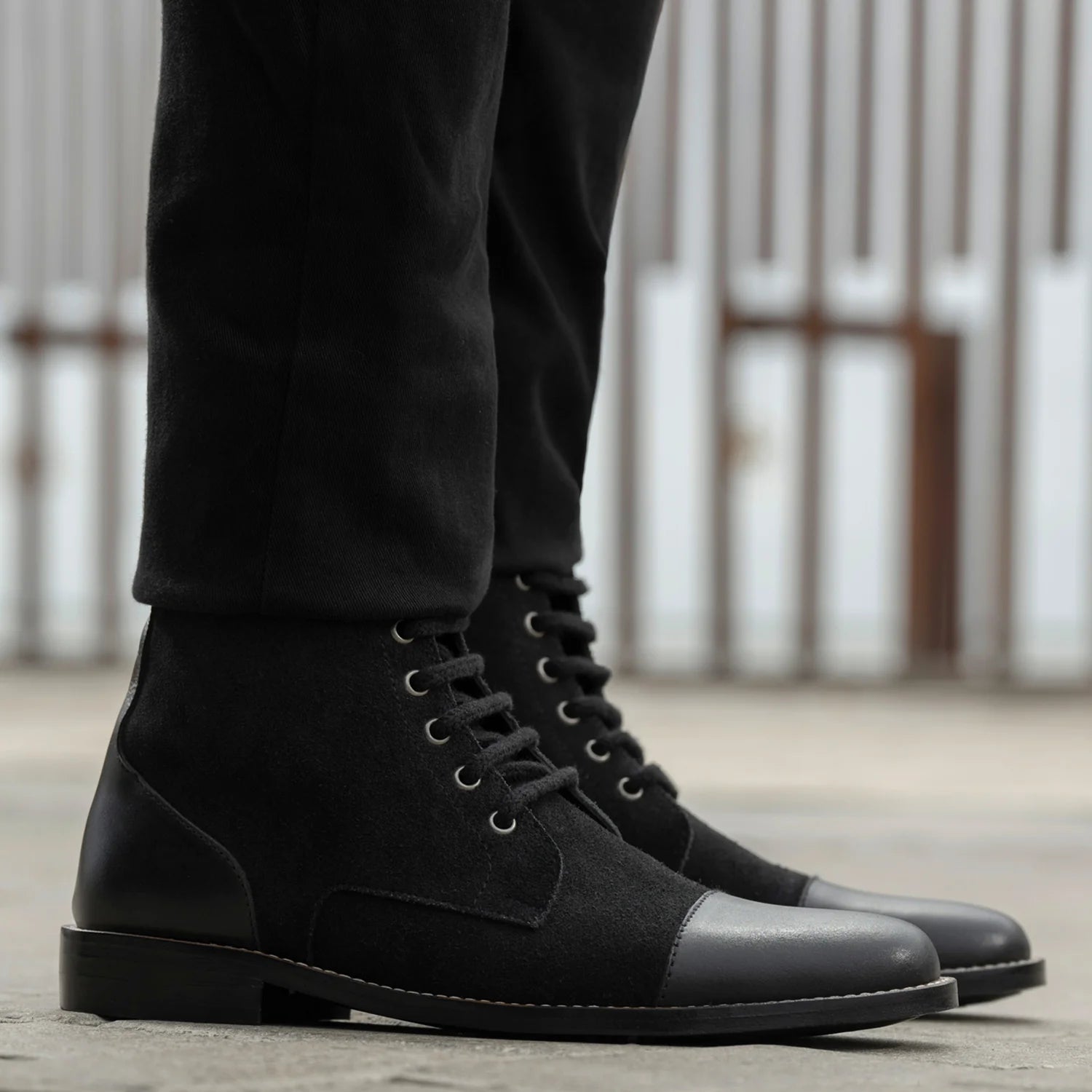 Orlaven Knight Derby Hybrid Black Leather Boots - StudGuard footwear image 7