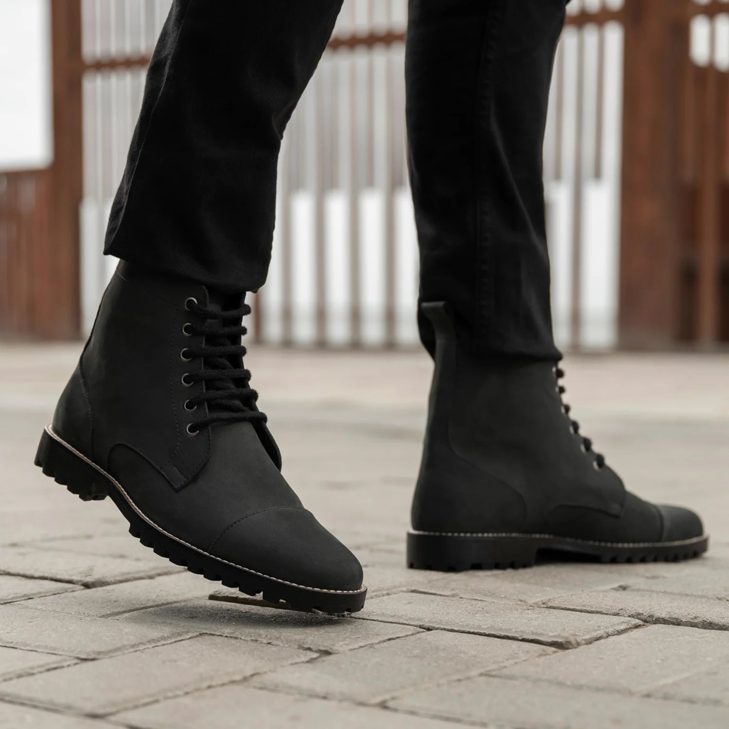 Orlaven Knight Derby Matte Black Pullup Leather Boots - TerraGrip footwear image 8