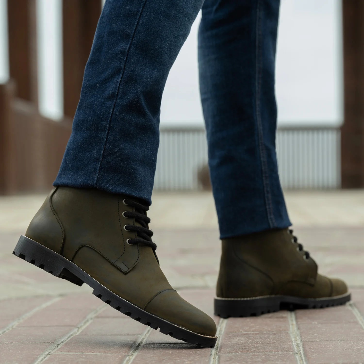 Orlaven Knight Derby Olive Green Pullup Leather Boots - TerraGrip footwear image 8