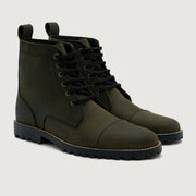 Orlaven Knight Derby Olive Green Pullup Leather Boots - TerraGrip footwear image 1