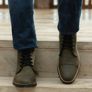 Orlaven Knight Derby Olive Green Pullup Leather Boots - TerraGrip footwear image 5