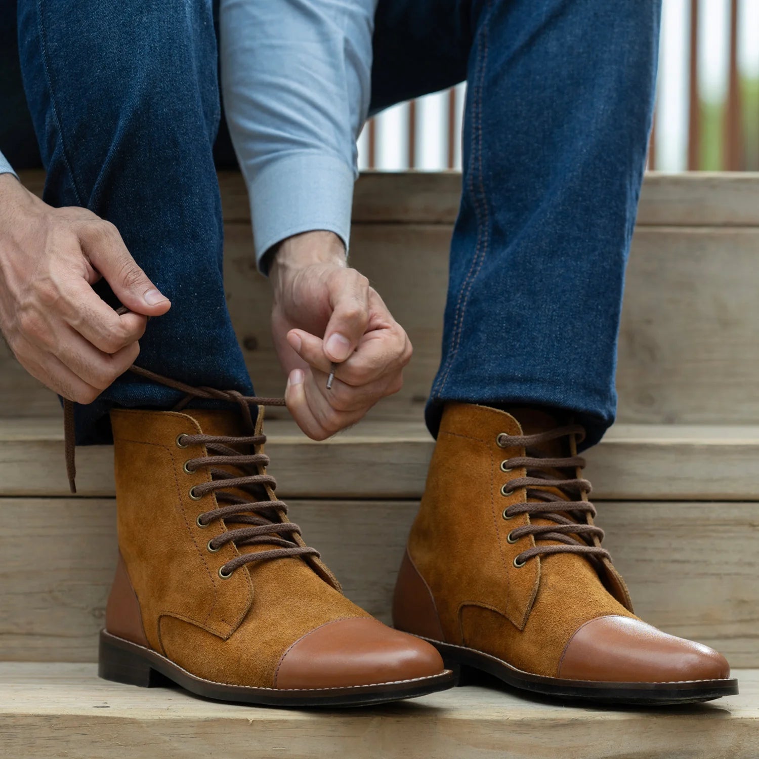 Orlaven Knight Derby Tan & Brown Leather Boots - StudGuard footwear image 10
