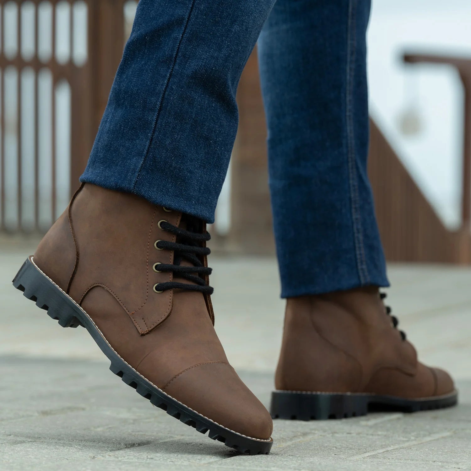 Orlaven Knight Derby Waxed Brown Pullup Leather Boots - TerraGrip footwear image 9