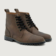 Orlaven Knight Derby Waxed Brown Pullup Leather Boots - TerraGrip footwear image 1