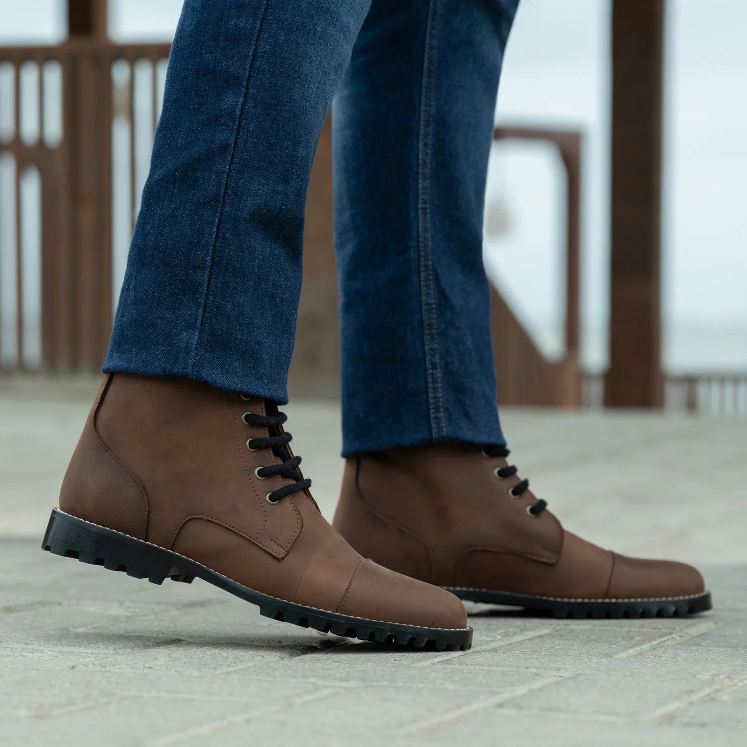 Orlaven Knight Derby Waxed Brown Pullup Leather Boots - TerraGrip footwear image 8