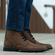 Orlaven Knight Derby Waxed Brown Pullup Leather Boots - TerraGrip footwear image 7