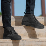 Marty High Top Black Nubuck Sneakers - Reinforced Heel Counter & Precision Double-Row Stitching Detail