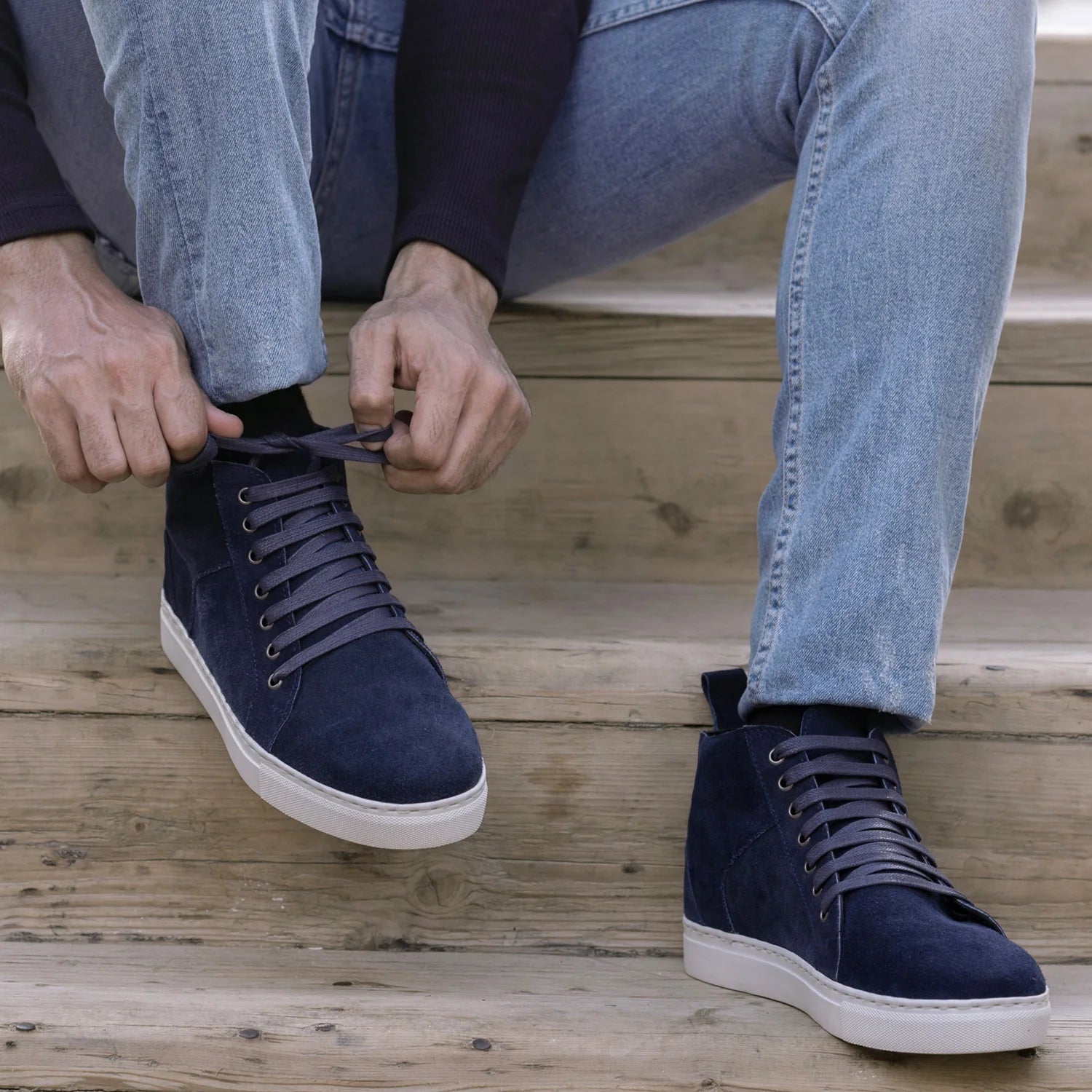 Orlaven Marty High Top Blue Suede Leather Sneakers footwear image 10