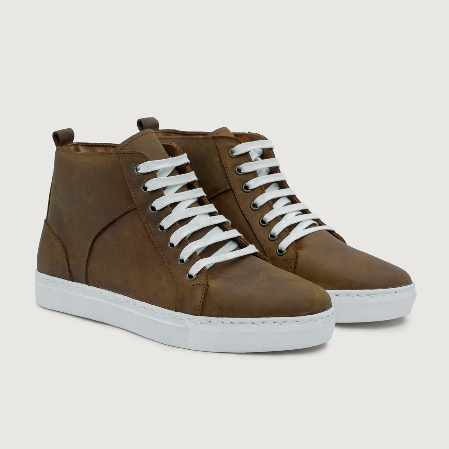 Orlaven Marty High Top Burnt Copper Pullup Leather Sneakers footwear image 1