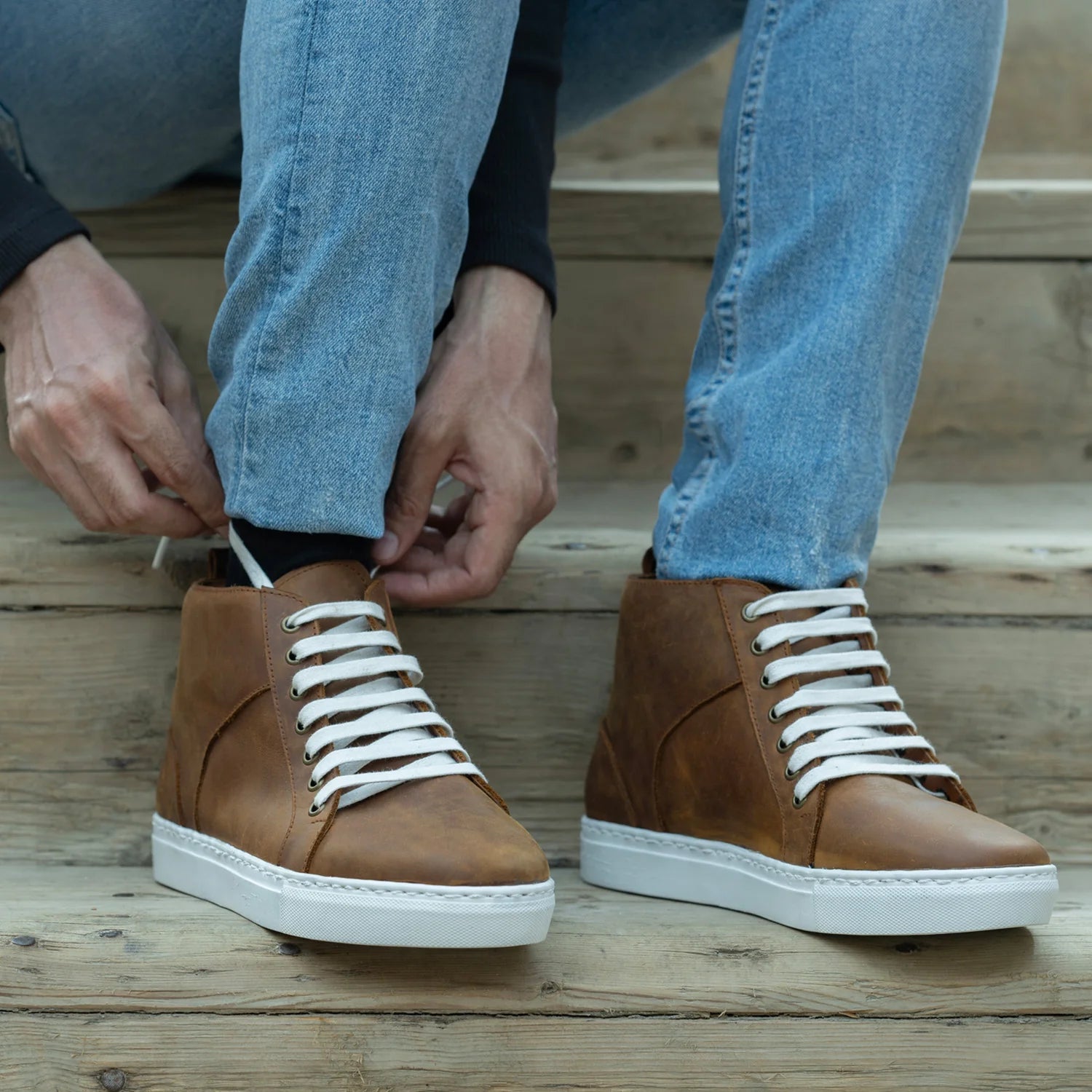 Orlaven Marty High Top Burnt Copper Pullup Leather Sneakers footwear image 10