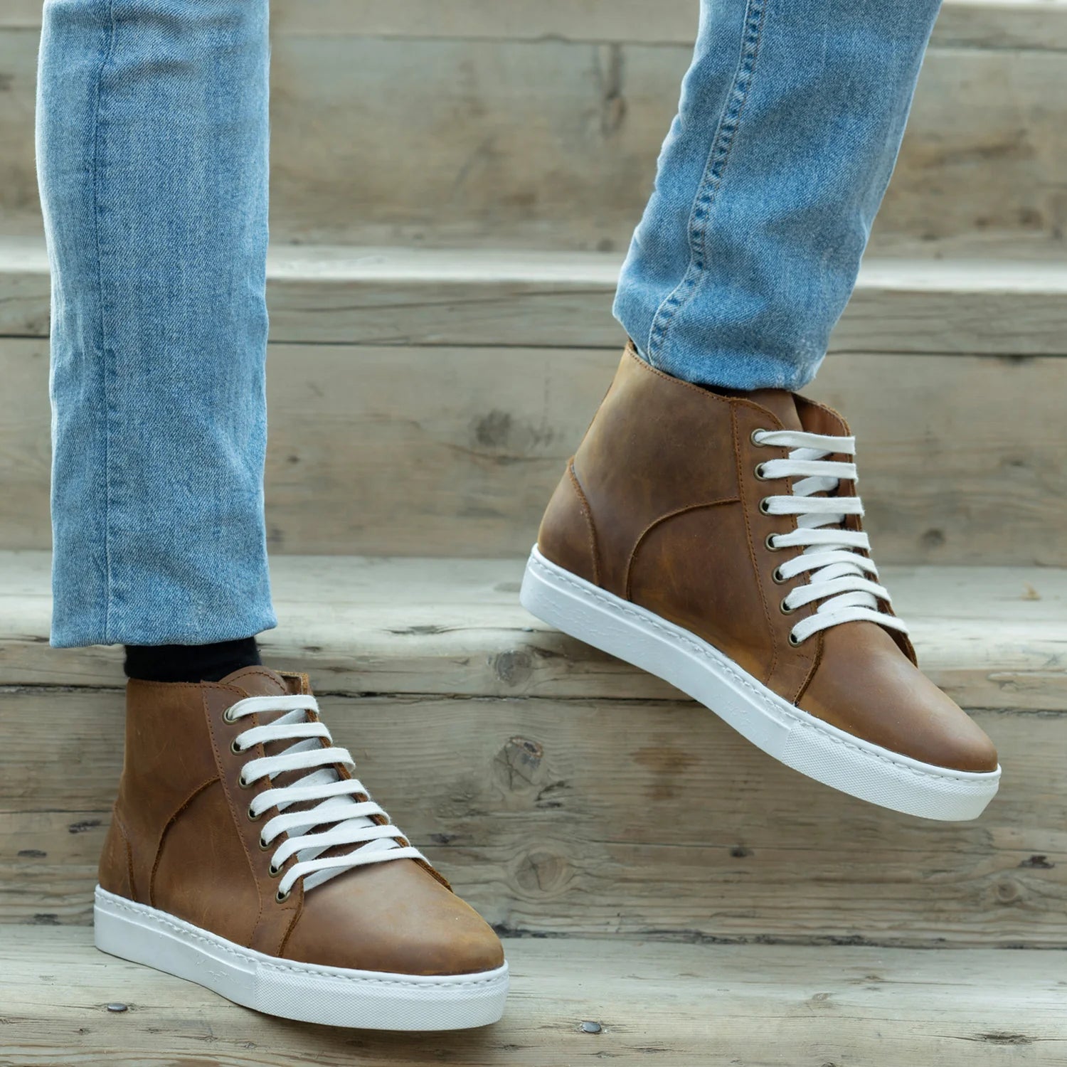 Orlaven Marty High Top Burnt Copper Pullup Leather Sneakers footwear image 9