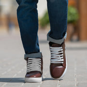 Orlaven Marty High Top Maroon Leather Sneakers footwear image 2