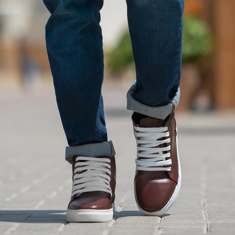 Maroon Full-Grain leather Sneakers - Goodyear Welt Construction & Front Toe Box Detail