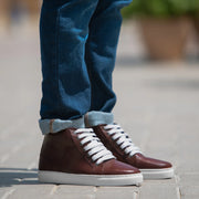 Orlaven Marty High Top Maroon Leather Sneakers footwear image 1