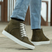Orlaven Marty High Top Olive Pullup Leather Sneakers footwear image 8