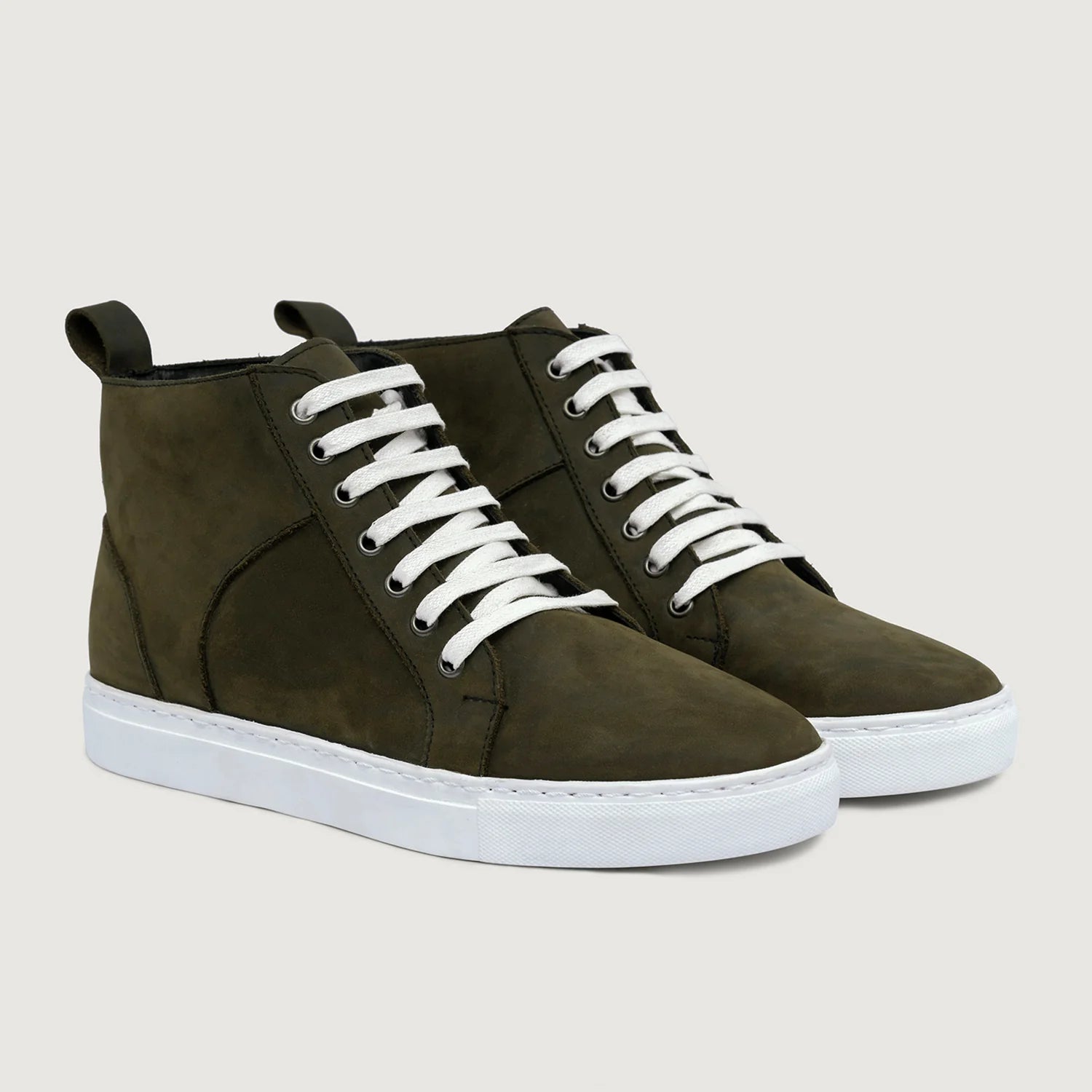 Orlaven Marty High Top Olive Pullup Leather Sneakers footwear image 1