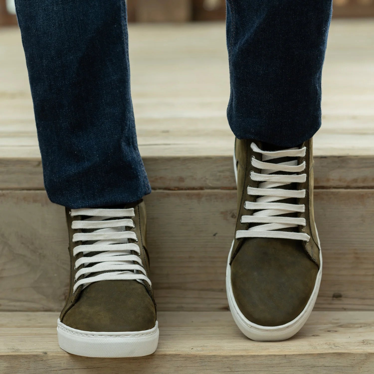 Orlaven Marty High Top Olive Pullup Leather Sneakers footwear image 5