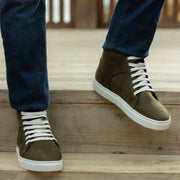 Orlaven Marty High Top Olive Pullup Leather Sneakers footwear image 9