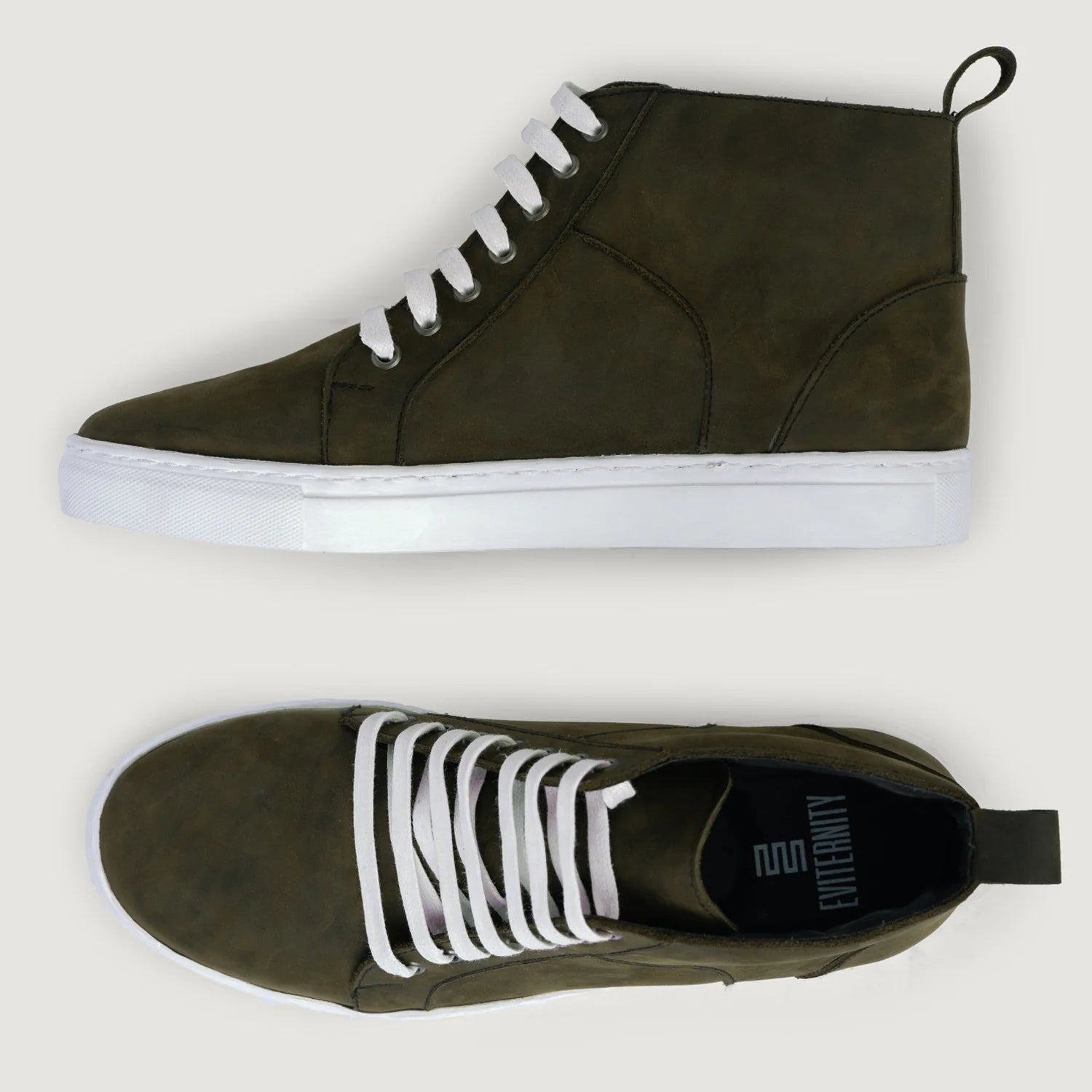 Orlaven Marty High Top Olive Pullup Leather Sneakers footwear image 4