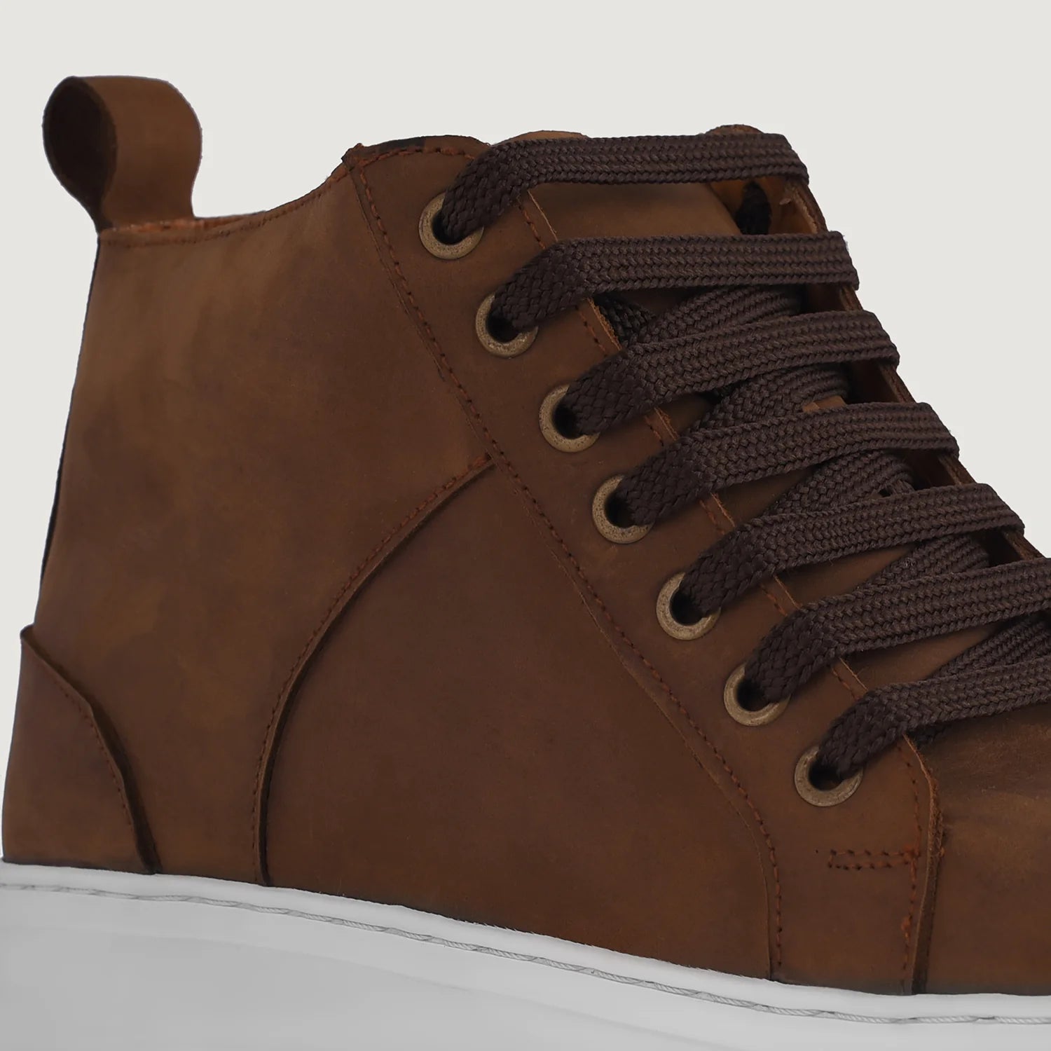 Orlaven Marty High Top Pull-up Brown Leather Sneakers footwear image 8