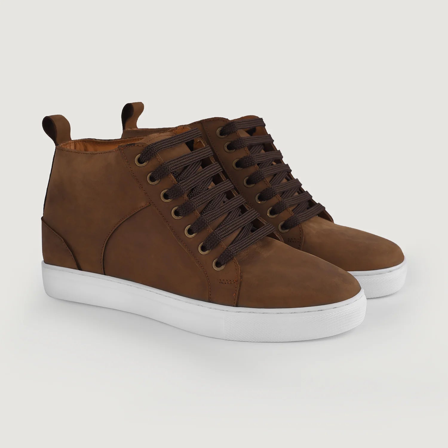 Orlaven Marty High Top Pull-up Brown Leather Sneakers footwear image 5