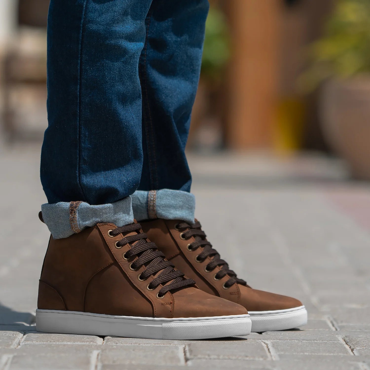Orlaven Marty High Top Pull-up Brown Leather Sneakers footwear image 1