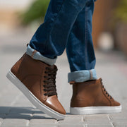 Orlaven Marty High Top Tan Leather Sneakers footwear image 7