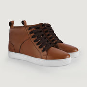 Orlaven Marty High Top Tan Leather Sneakers footwear image 1