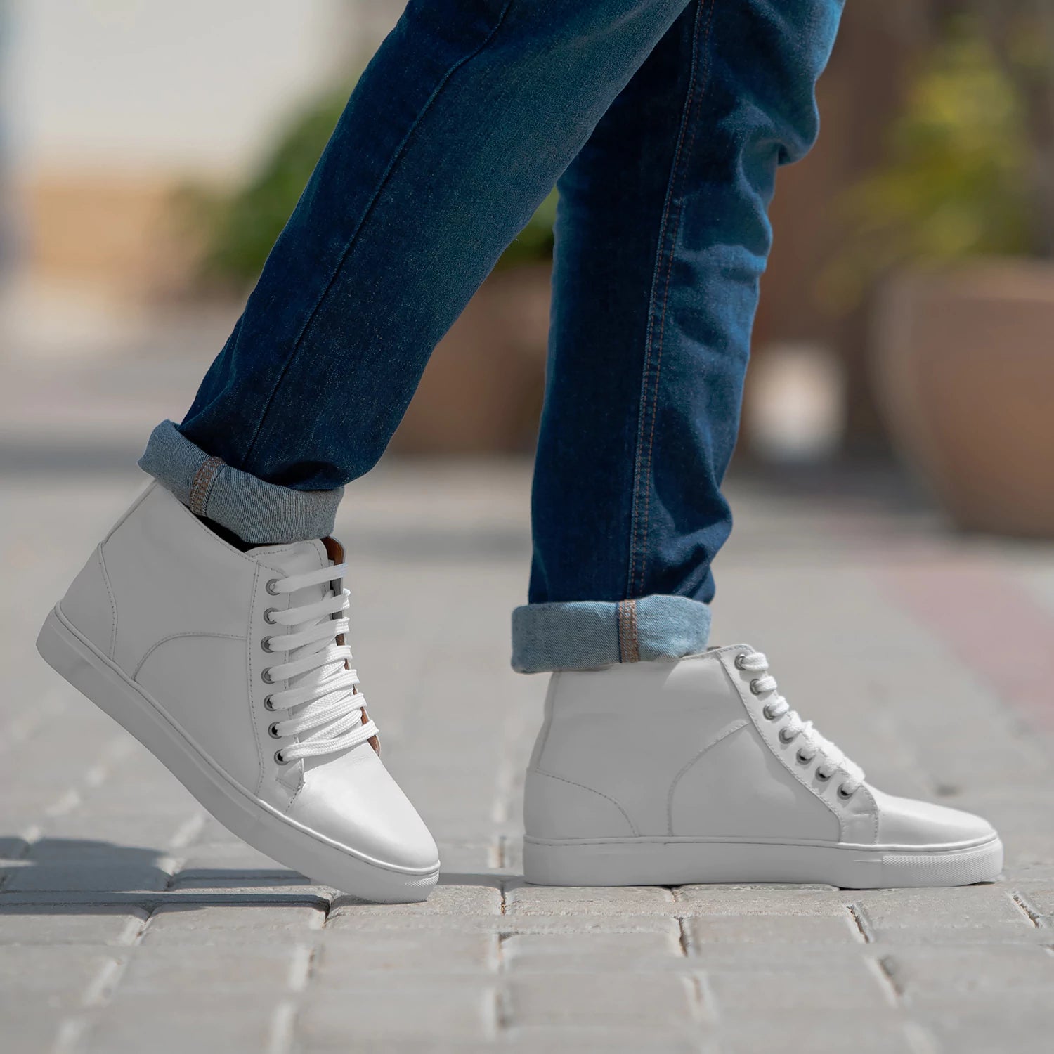 Orlaven Marty High Top White Leather Sneakers footwear image 9