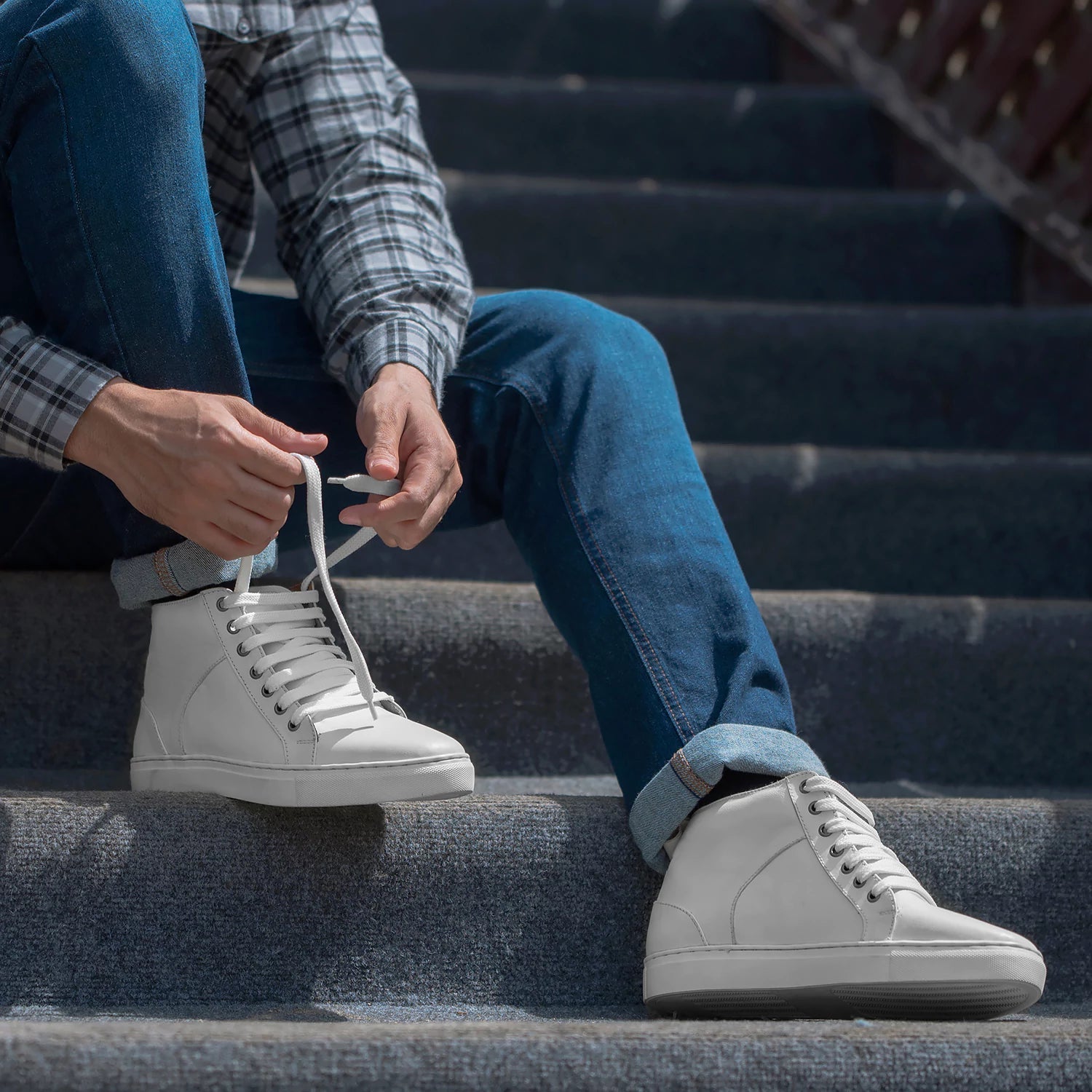 Orlaven Marty High Top White Leather Sneakers footwear image 10