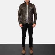 Hudson Brown Leather Biker Jacket