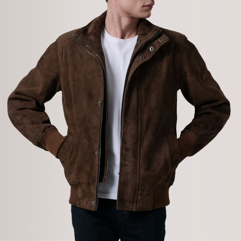 Lester Black Leather Bomber Jacket