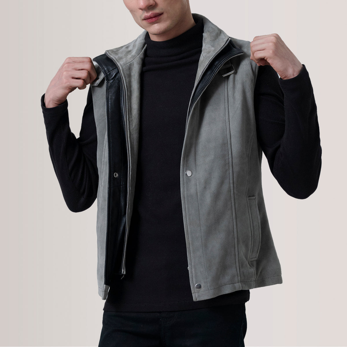 zane-grey-suede-vest — Grey