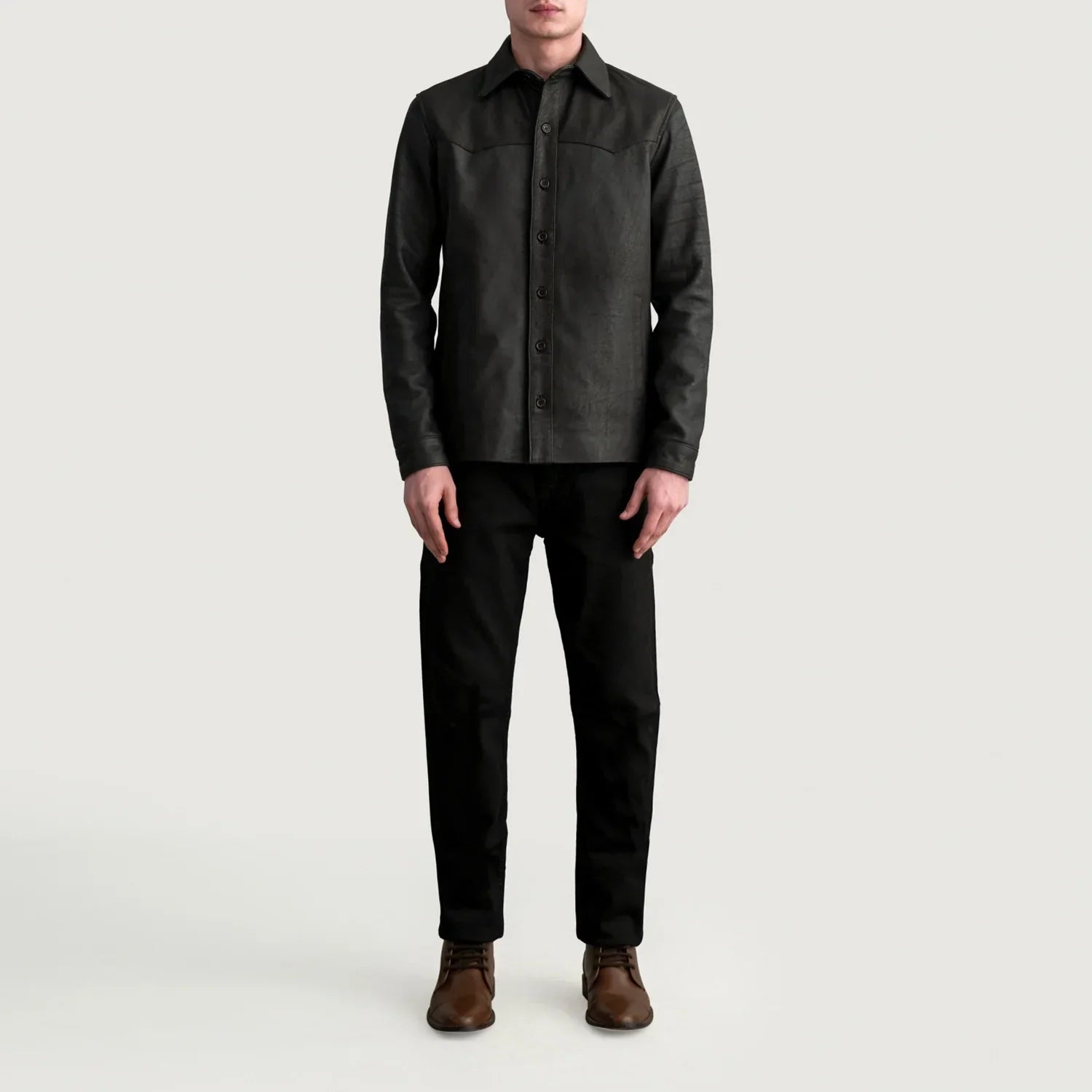 Bronco Tumbled Brown Leather Shirt