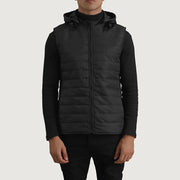 Carlo Black Hooded Puffer Vest