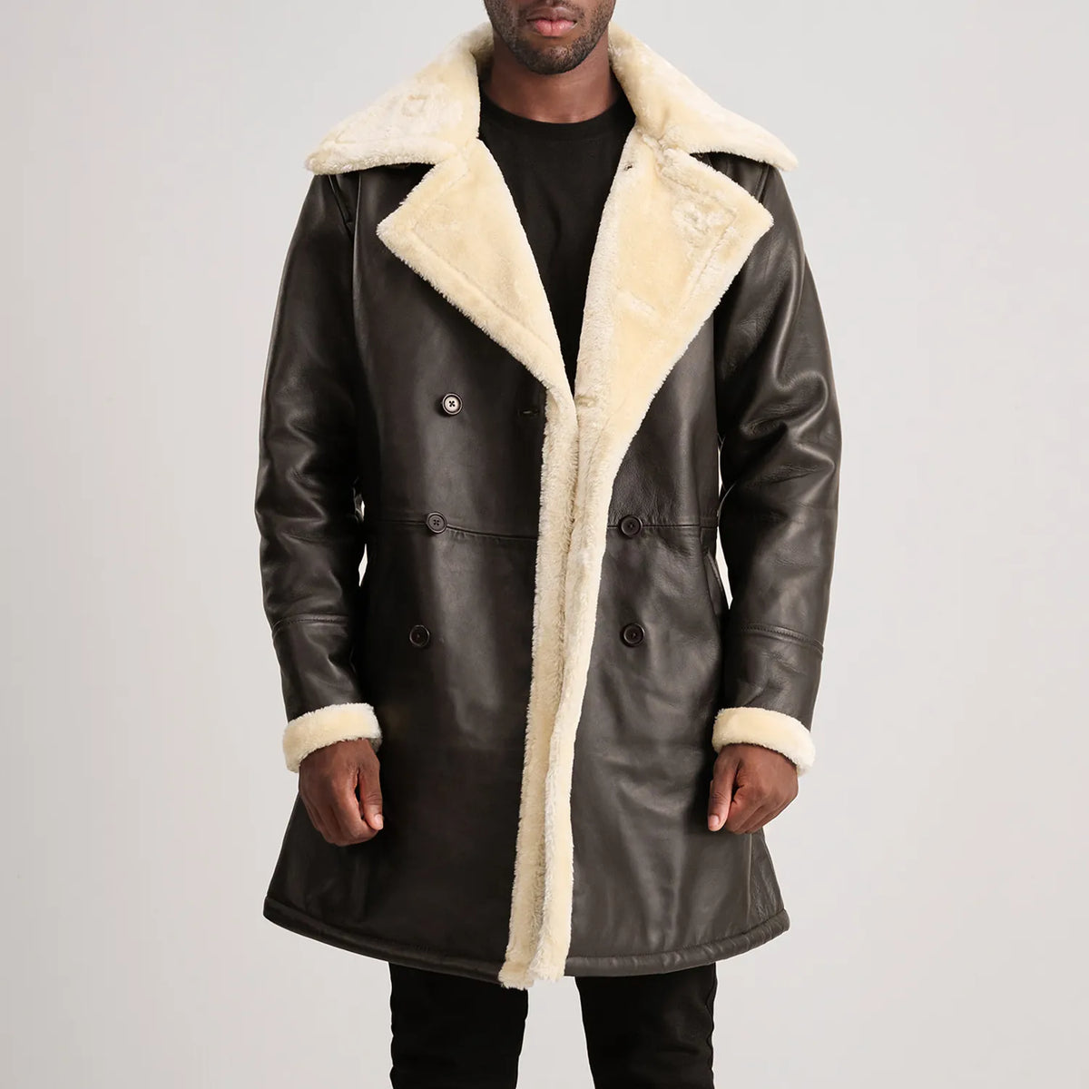 charles-brown-suede-leather-shearling-double-breasted-coat — Brown
