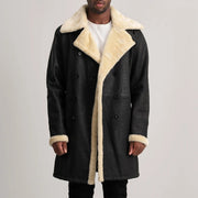 charles-brown-suede-leather-shearling-double-breasted-coat — Tumbled Black