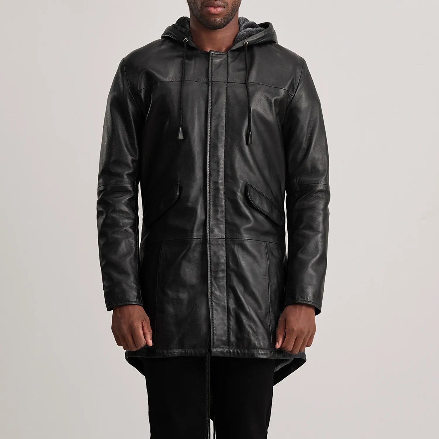 Delvin Black Leather Parka - image 4