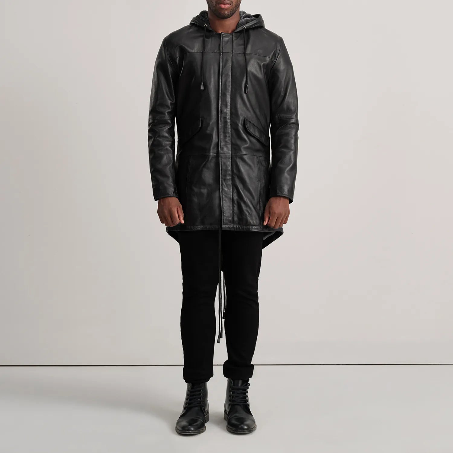 Delvin Black Leather Parka - image 3