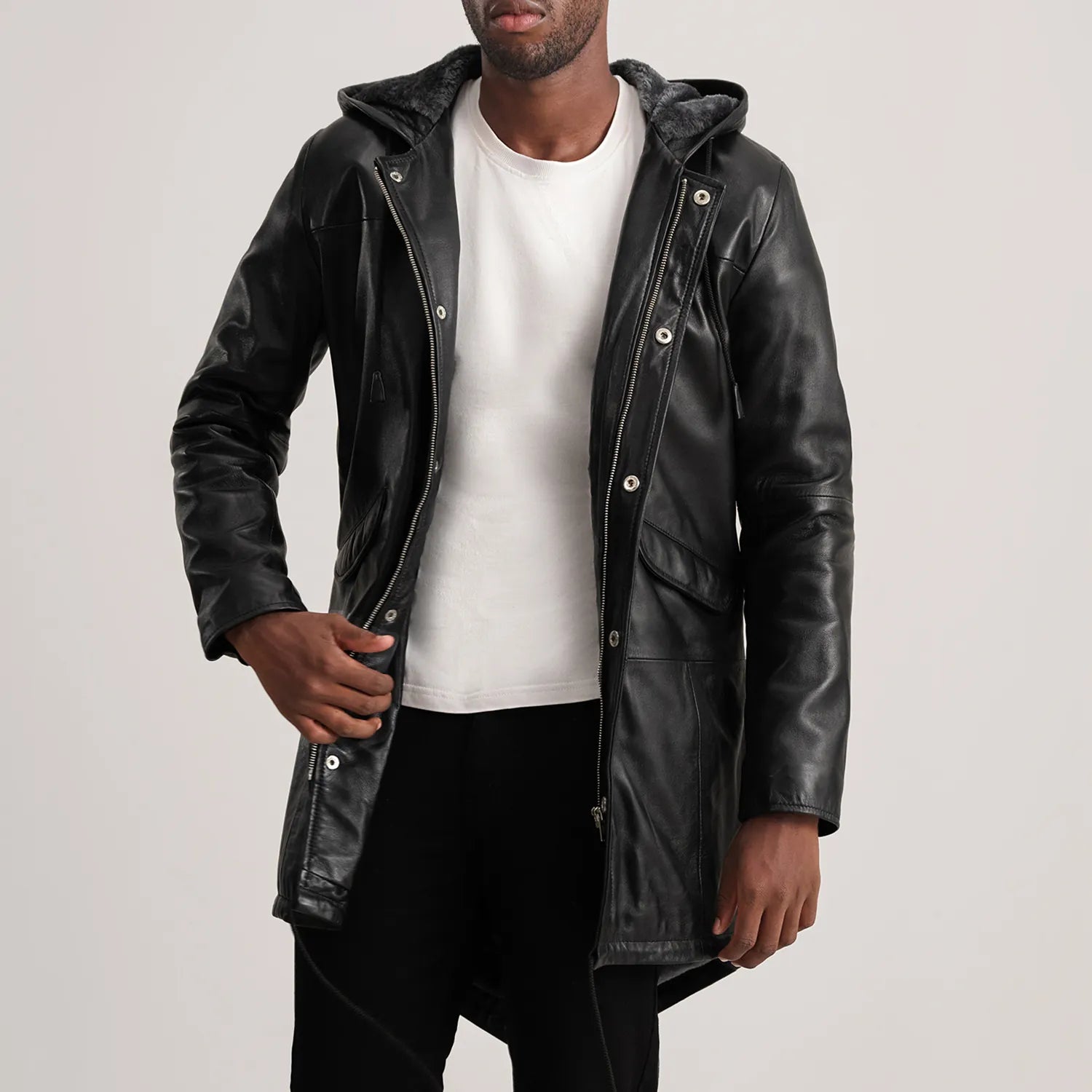 Delvin Black Leather Parka - image 1