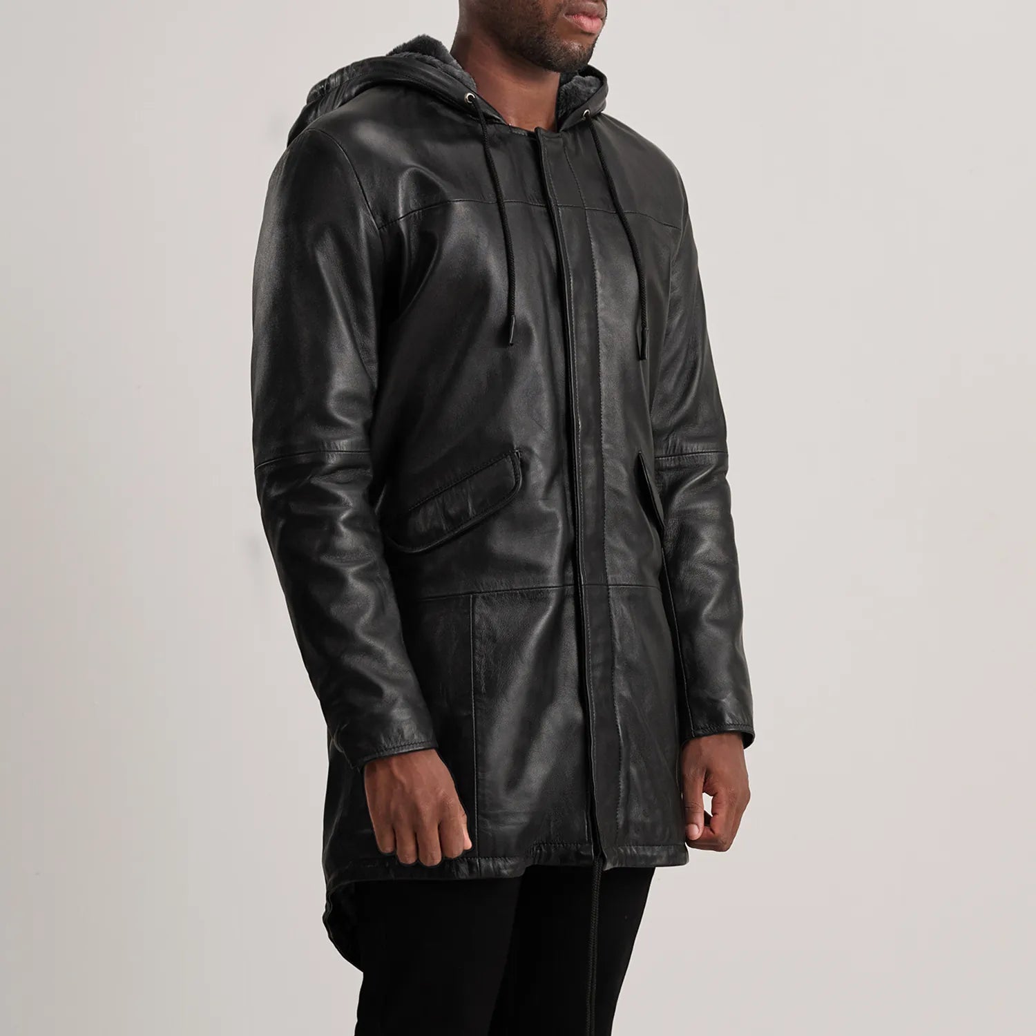 Delvin Black Leather Parka - image 2