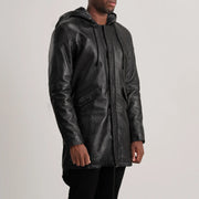 Delvin Black Leather Parka - image 2