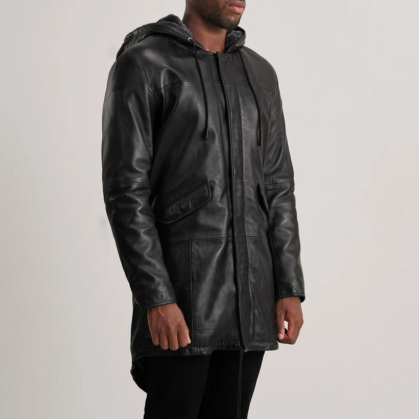 Delvin Black Leather Parka - image 1