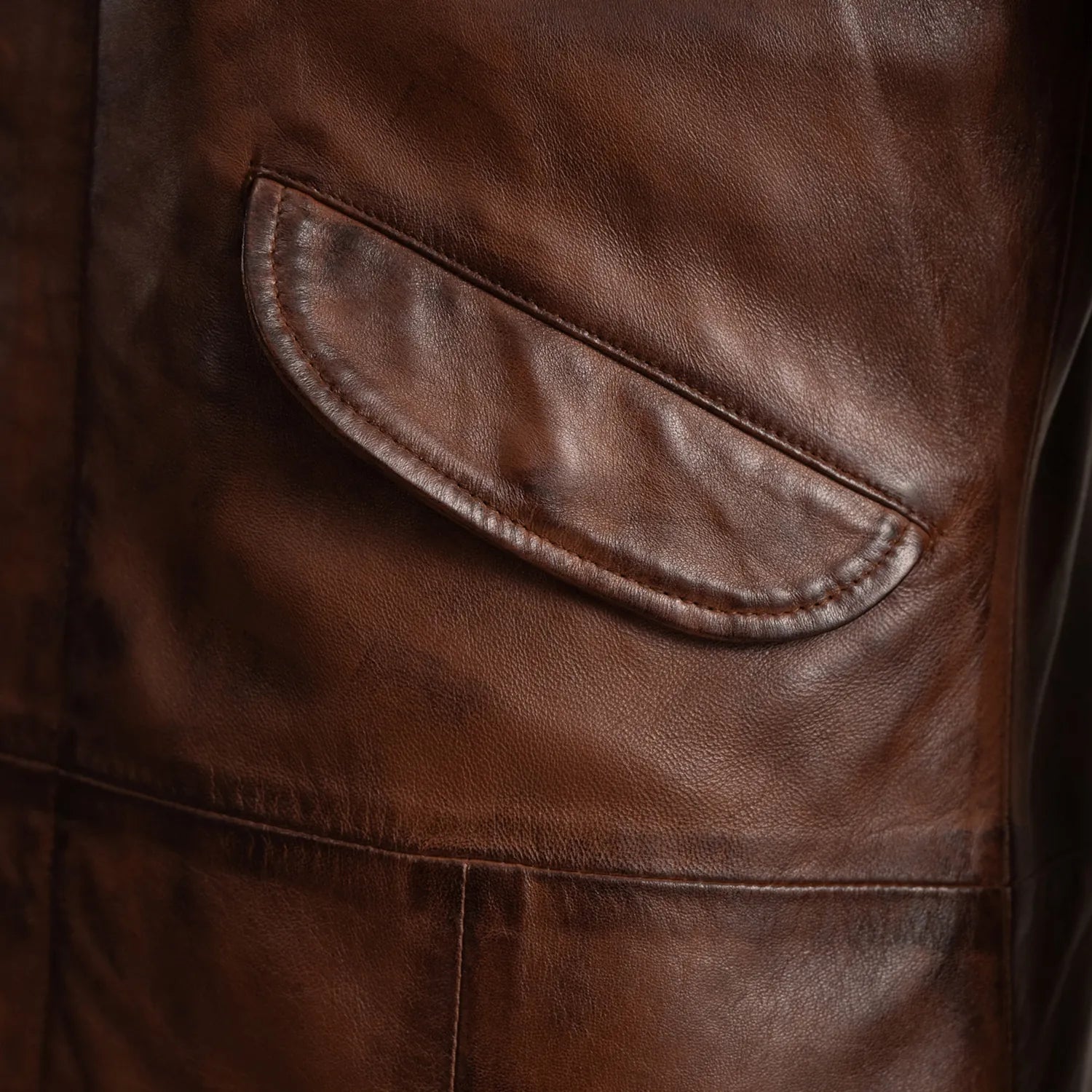 Delvin Distressed Brown Leather Parka - image 6
