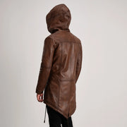 Delvin Distressed Brown Leather Parka - image 5