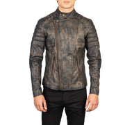 Faisor Distressed Brown Leather Biker Jacket