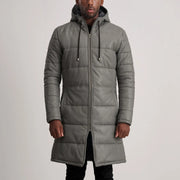 Floyd Grey Hooded Leather Puffer Coat - image 1